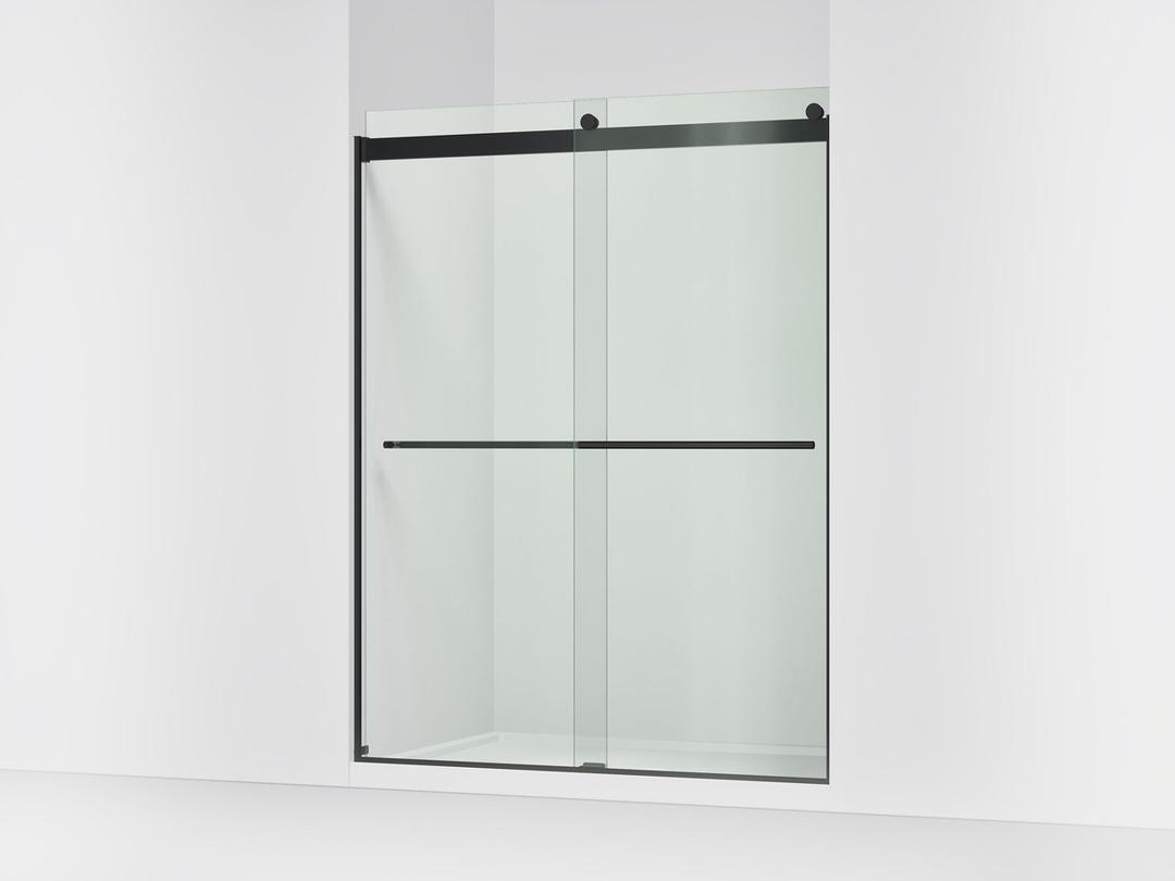 Kohler Levity Plus Frameless sliding shower door, 77-9/16'' H x 56-5/8 - 59-5/8'' W, with 5/16''-thick Crystal Clear glass - Matte Black by Kohler