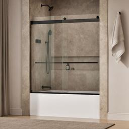 Kohler Levity Plus 61-9/16'' H sliding bath door with 3/8''-thick glass - Matte Black - image 2
