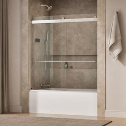 Kohler Levity Plus 61-9/16'' H sliding bath door with 3/8''-thick glass - Bright Polished Silver - image 2