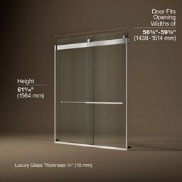 Kohler Levity Plus 61-9/16'' H sliding bath door with 3/8''-thick glass - Bright Polished Silver - image 3