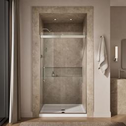 Kohler Levity Plus Frameless sliding shower door, 81-5/8'' H x 44-5/8 - 47-5/8'' W, with 3/8''-thick Crystal Clear glass - Anodized Brushed Nickel - image 4
