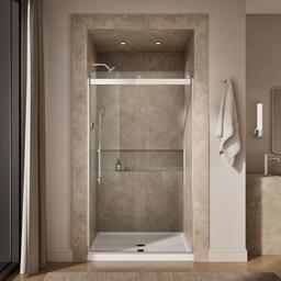 Kohler Levity Plus Frameless sliding shower door, 81-5/8'' H x 44-5/8 - 47-5/8'' W, with 3/8''-thick Crystal Clear glass - Bright Polished Silver - image 4