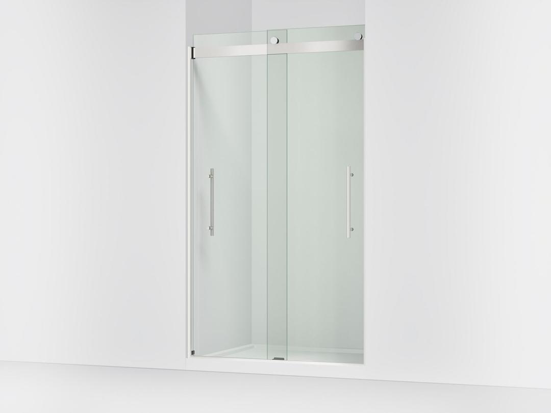 Kohler Levity Plus Frameless sliding shower door, 81-5/8'' H x 44-5/8 - 47-5/8'' W, with 3/8''-thick Crystal Clear glass - Bright Polished Silver by Kohler