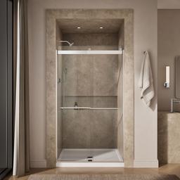 Kohler Levity Plus Frameless sliding shower door, 81-5/8'' H x 44-5/8 - 47-5/8'' W, with 3/8''-thick Crystal Clear glass - Bright Polished Silver - image 4