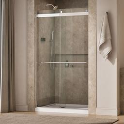 Kohler Levity Plus Frameless sliding shower door, 81-5/8'' H x 44-5/8 - 47-5/8'' W, with 3/8''-thick Crystal Clear glass - Bright Polished Silver - image 2
