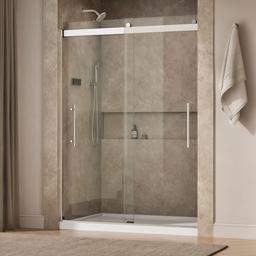 Kohler Levity Plus Frameless sliding shower door, 81-5/8'' H x 56-5/8 - 59-5/8'' W, with 3/8''-thick Crystal Clear glass - Bright Polished Silver - image 2