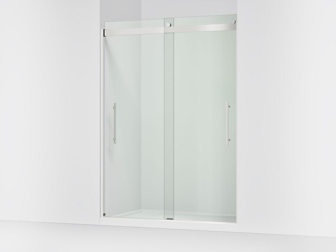 Kohler Levity Plus Frameless sliding shower door, 81-5/8'' H x 56-5/8 - 59-5/8'' W, with 3/8''-thick Crystal Clear glass - Bright Polished Silver by Kohler