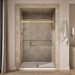 Kohler Levity Plus 81-5/8'' H sliding shower door with 3/8''-thick glass - Vibrant Brushed Moderne Brass - image 4