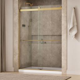 Kohler Levity Plus 81-5/8'' H sliding shower door with 3/8''-thick glass - Vibrant Brushed Moderne Brass - image 2