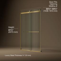 Kohler Levity Plus 81-5/8'' H sliding shower door with 3/8''-thick glass - Vibrant Brushed Moderne Brass - image 3