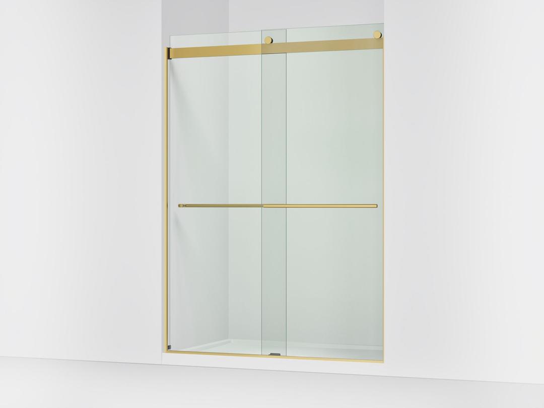Kohler Levity Plus 81-5/8'' H sliding shower door with 3/8''-thick glass - Vibrant Brushed Moderne Brass by Kohler