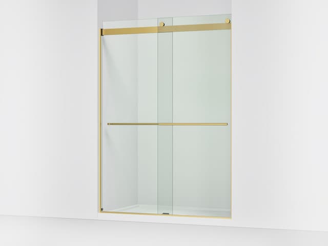 Kohler Levity Plus 81-5/8'' H sliding shower door with 3/8''-thick glass - Vibrant Brushed Moderne Brass