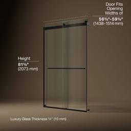 Kohler Levity Plus 81-5/8'' H sliding shower door with 3/8''-thick glass - Matte Black - image 3