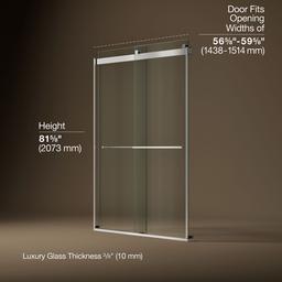 Kohler Levity Plus 81-5/8'' H sliding shower door with 3/8''-thick glass - Bright Polished Silver - image 3
