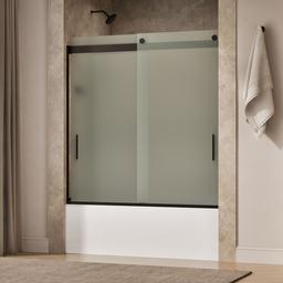 Kohler Levity Sliding bath door, 62'' H x 56-5/8 - 59-5/8'' W, with 1/4'' thick Frosted glass - Anodized Dark Bronze - image 2