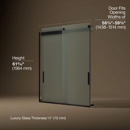 Kohler Levity Sliding bath door, 62'' H x 56-5/8 - 59-5/8'' W, with 1/4'' thick Frosted glass - Matte Black - image 3