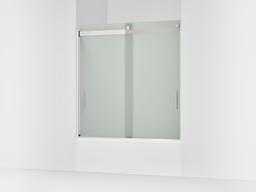 Kohler Levity Sliding bath door, 62'' H x 56-5/8 - 59-5/8'' W, with 1/4'' thick Frosted glass - Bright Silver - image 1