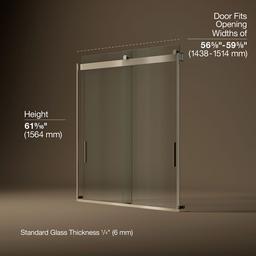 Kohler Levity 62'' H sliding bath door with 1/4''-thick glass - Anodized Brushed Bronze - image 3