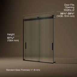Kohler Levity 62'' H sliding bath door with 1/4''-thick glass - Anodized Dark Bronze - image 3