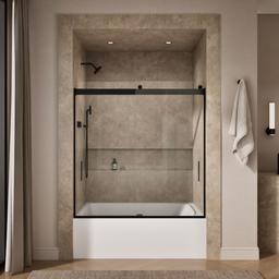 Kohler Levity 62'' H sliding bath door with 1/4''-thick glass - Matte Black - image 4