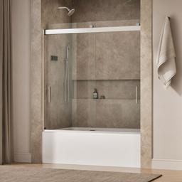 Kohler Levity 62'' H sliding bath door with 1/4''-thick glass - Bright Silver - image 2