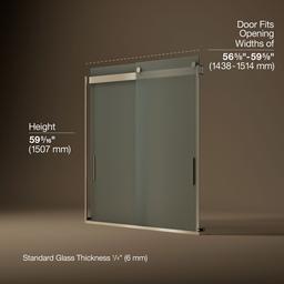 Kohler Levity Sliding bath door, 59-3/4'' H x 56-5/8 - 59-5/8'' W, with 1/4'' thick Frosted glass - Anodized Brushed Bronze - image 3