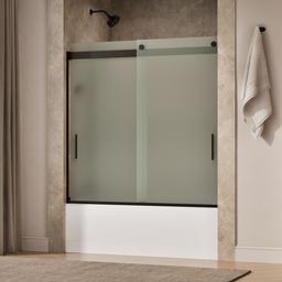 Kohler Levity Sliding bath door, 59-3/4'' H x 56-5/8 - 59-5/8'' W, with 1/4'' thick Frosted glass - Anodized Dark Bronze - image 2