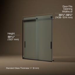Kohler Levity Sliding bath door, 59-3/4'' H x 56-5/8 - 59-5/8'' W, with 1/4'' thick Frosted glass - Anodized Dark Bronze - image 3