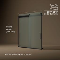 Kohler Levity Sliding bath door, 59-3/4'' H x 56-5/8 - 59-5/8'' W, with 1/4'' thick Frosted glass - Matte Black - image 3
