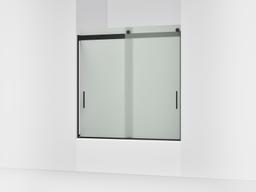 Kohler Levity Sliding bath door, 59-3/4'' H x 56-5/8 - 59-5/8'' W, with 1/4'' thick Frosted glass - Matte Black - image 1