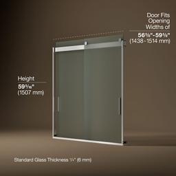 Kohler Levity Sliding bath door, 59-3/4'' H x 56-5/8 - 59-5/8'' W, with 1/4'' thick Frosted glass - Bright Silver - image 3
