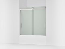 Kohler Levity Sliding bath door, 59-3/4'' H x 56-5/8 - 59-5/8'' W, with 1/4'' thick Frosted glass - Bright Silver - image 1