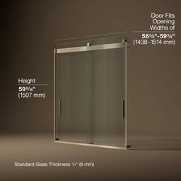 Kohler Levity Sliding bath door, 59-3/4'' H x 56-5/8 - 59-5/8'' W, with 1/4'' thick Crystal Clear glass - Anodized Brushed Bronze - image 3
