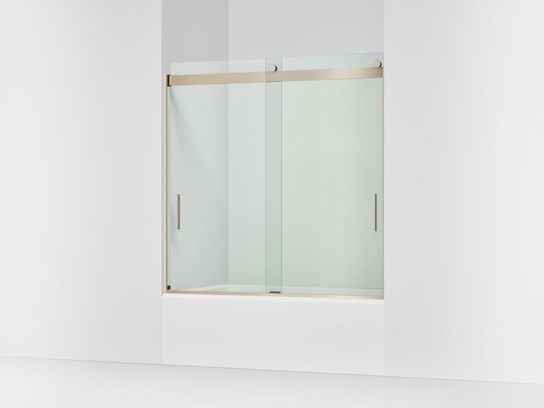 Kohler Levity Sliding bath door, 59-3/4'' H x 56-5/8 - 59-5/8'' W, with 1/4'' thick Crystal Clear glass - Anodized Brushed Bronze by Kohler