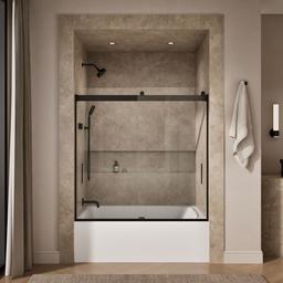Kohler Levity Sliding bath door, 59-3/4'' H x 56-5/8 - 59-5/8'' W, with 1/4'' thick Crystal Clear glass - Anodized Dark Bronze - image 4
