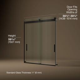 Kohler Levity Sliding bath door, 59-3/4'' H x 56-5/8 - 59-5/8'' W, with 1/4'' thick Crystal Clear glass - Anodized Dark Bronze - image 3