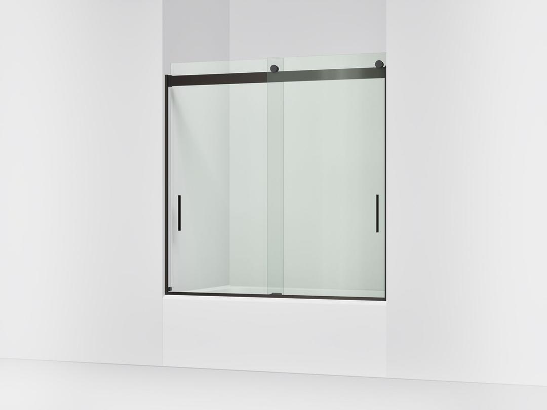 Kohler Levity Sliding bath door, 59-3/4'' H x 56-5/8 - 59-5/8'' W, with 1/4'' thick Crystal Clear glass - Anodized Dark Bronze by Kohler