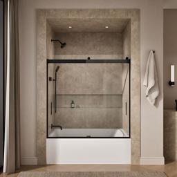 Kohler Levity Sliding bath door, 59-3/4'' H x 56-5/8 - 59-5/8'' W, with 1/4'' thick Crystal Clear glass - Matte Black - image 4