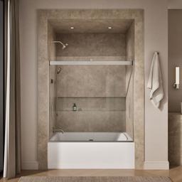 Kohler Levity Sliding bath door, 59-3/4'' H x 56-5/8 - 59-5/8'' W, with 1/4'' thick Crystal Clear glass - Matte Nickel - image 4