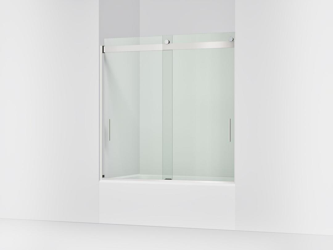 Kohler Levity Sliding bath door, 59-3/4'' H x 56-5/8 - 59-5/8'' W, with 1/4'' thick Crystal Clear glass - Bright Silver by Kohler