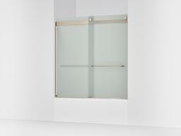 Kohler Levity Sliding bath door, 62'' H x 56-5/8 - 59-5/8'' W, with 1/4'' thick Frosted glass - Anodized Brushed Bronze - image 1