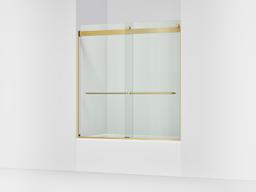 Kohler Levity Sliding bath door, 62'' H x 56-5/8 - 59-5/8'' W, with 1/4'' thick Crystal Clear glass - Vibrant Brushed Moderne Brass - image 1