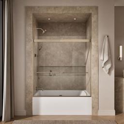 Kohler Levity Sliding bath door, 62'' H x 56-5/8 - 59-5/8'' W, with 1/4'' thick Crystal Clear glass - Anodized Brushed Bronze - image 4