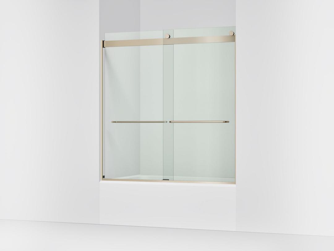 Kohler Levity Sliding bath door, 62'' H x 56-5/8 - 59-5/8'' W, with 1/4'' thick Crystal Clear glass - Anodized Brushed Bronze by Kohler