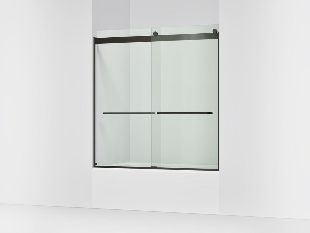 Kohler Levity Sliding bath door, 62'' H x 56-5/8 - 59-5/8'' W, with 1/4'' thick Crystal Clear glass - Anodized Dark Bronze by Kohler