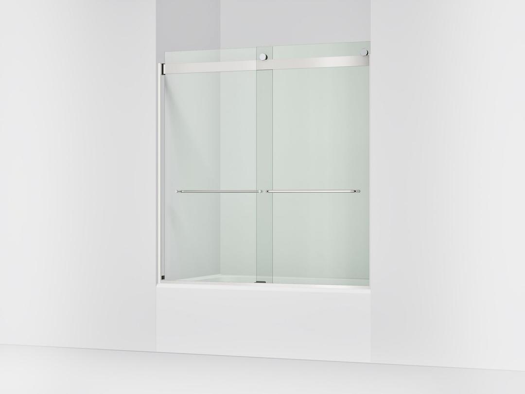 Kohler Levity Sliding bath door, 62'' H x 56-5/8 - 59-5/8'' W, with 1/4'' thick Crystal Clear glass - Bright Silver by Kohler