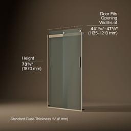 Kohler Levity Sliding shower door, 74'' H x 43-5/8 - 47-5/8'' W, with 1/4'' thick Frosted glass - Anodized Brushed Bronze - image 3