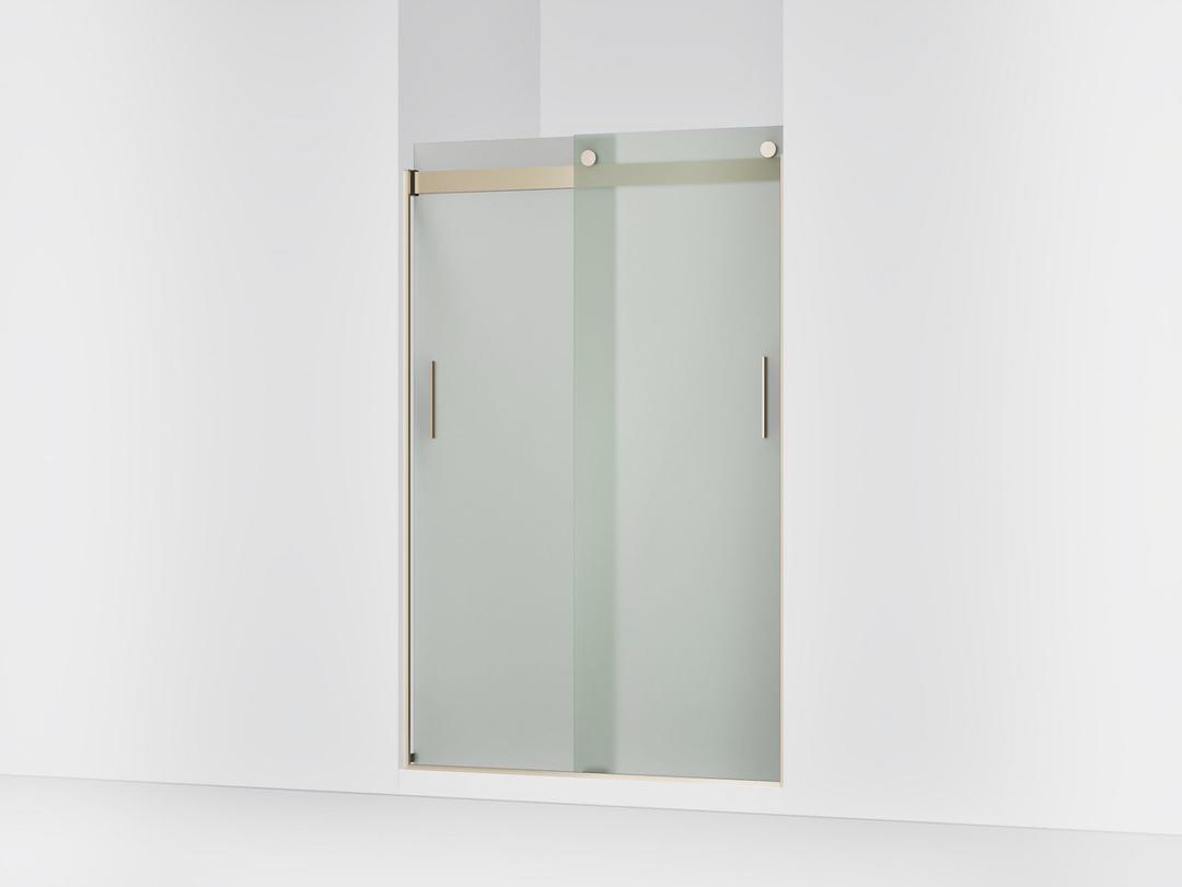Kohler Levity Sliding shower door, 74'' H x 43-5/8 - 47-5/8'' W, with 1/4'' thick Frosted glass - Anodized Brushed Bronze by Kohler
