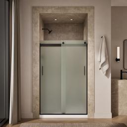 Kohler Levity Sliding shower door, 74'' H x 43-5/8 - 47-5/8'' W, with 1/4'' thick Frosted glass - Anodized Dark Bronze - image 4