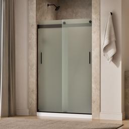 Kohler Levity Sliding shower door, 74'' H x 43-5/8 - 47-5/8'' W, with 1/4'' thick Frosted glass - Anodized Dark Bronze - image 2